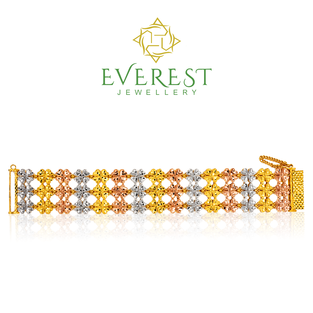 916 3C 3R Cut Heart Flower Bracelet 