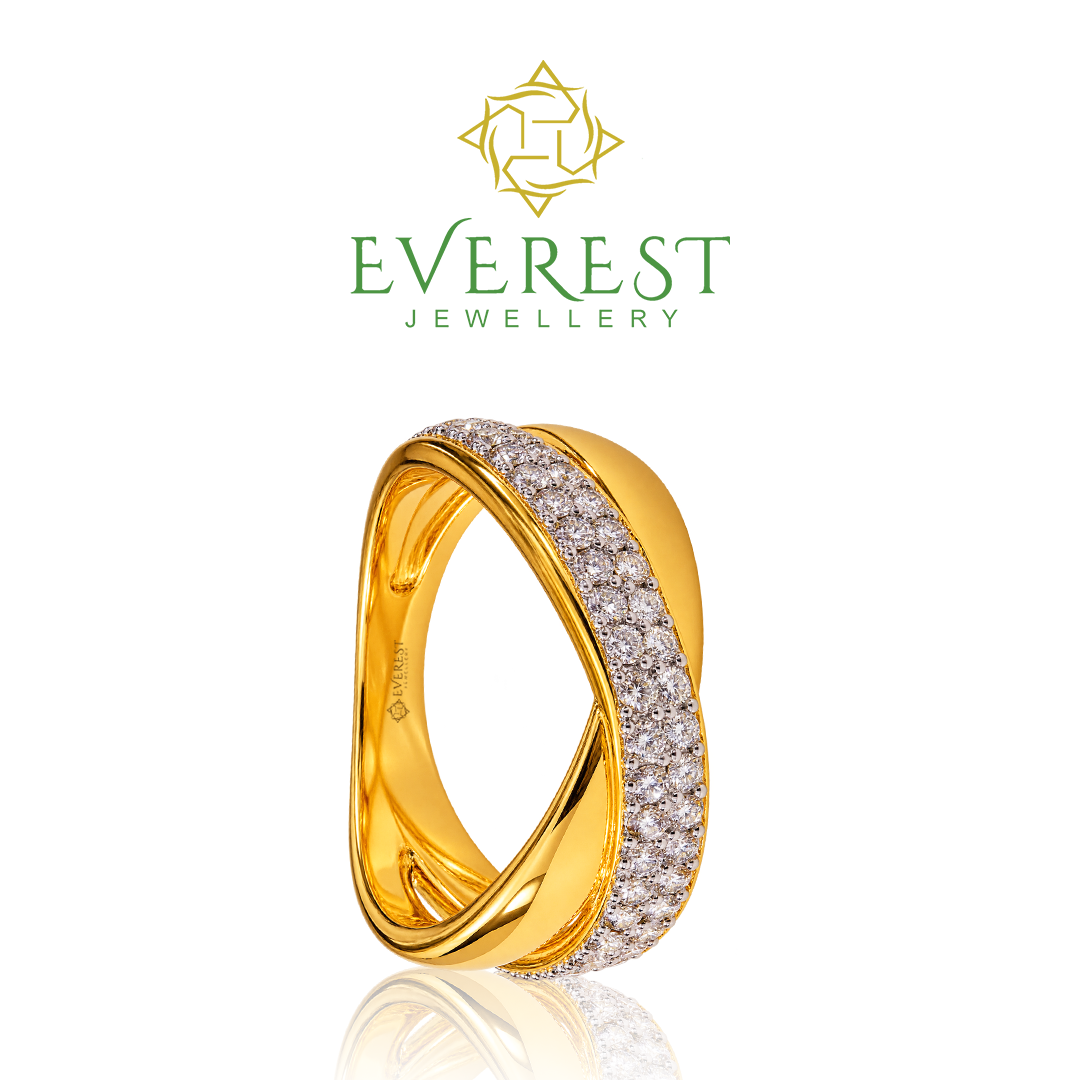 916 Two-Tone Gold 2C Textured Double Band Ring