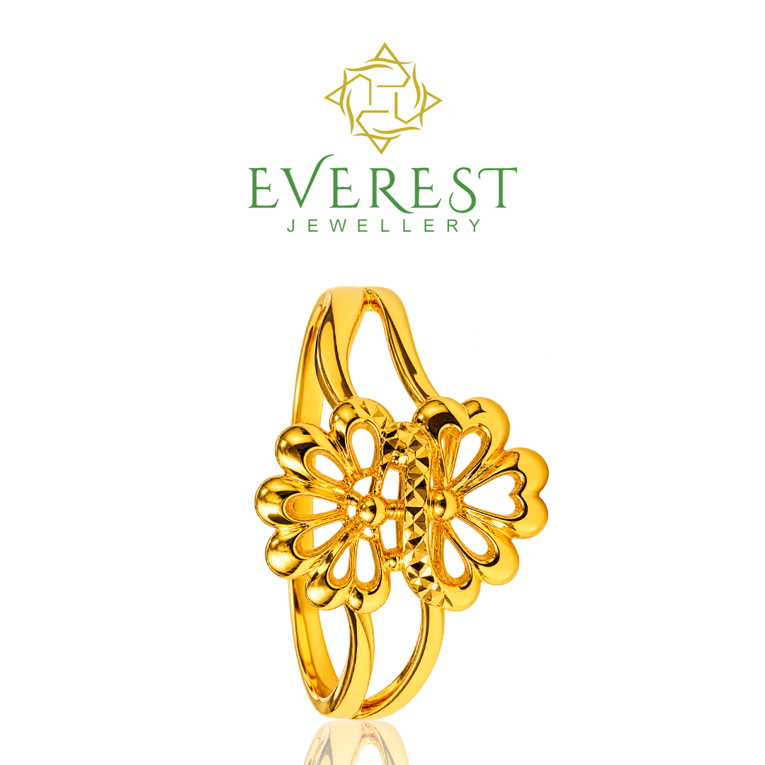 916 Yellow Gold Double Flower Ring