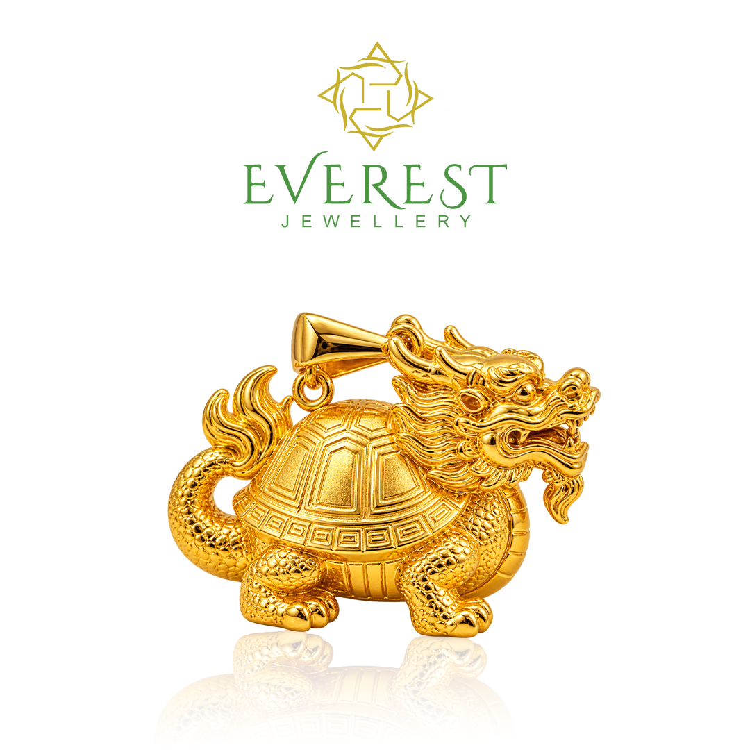 916 Yellow Gold Dragon Turtle Pendant