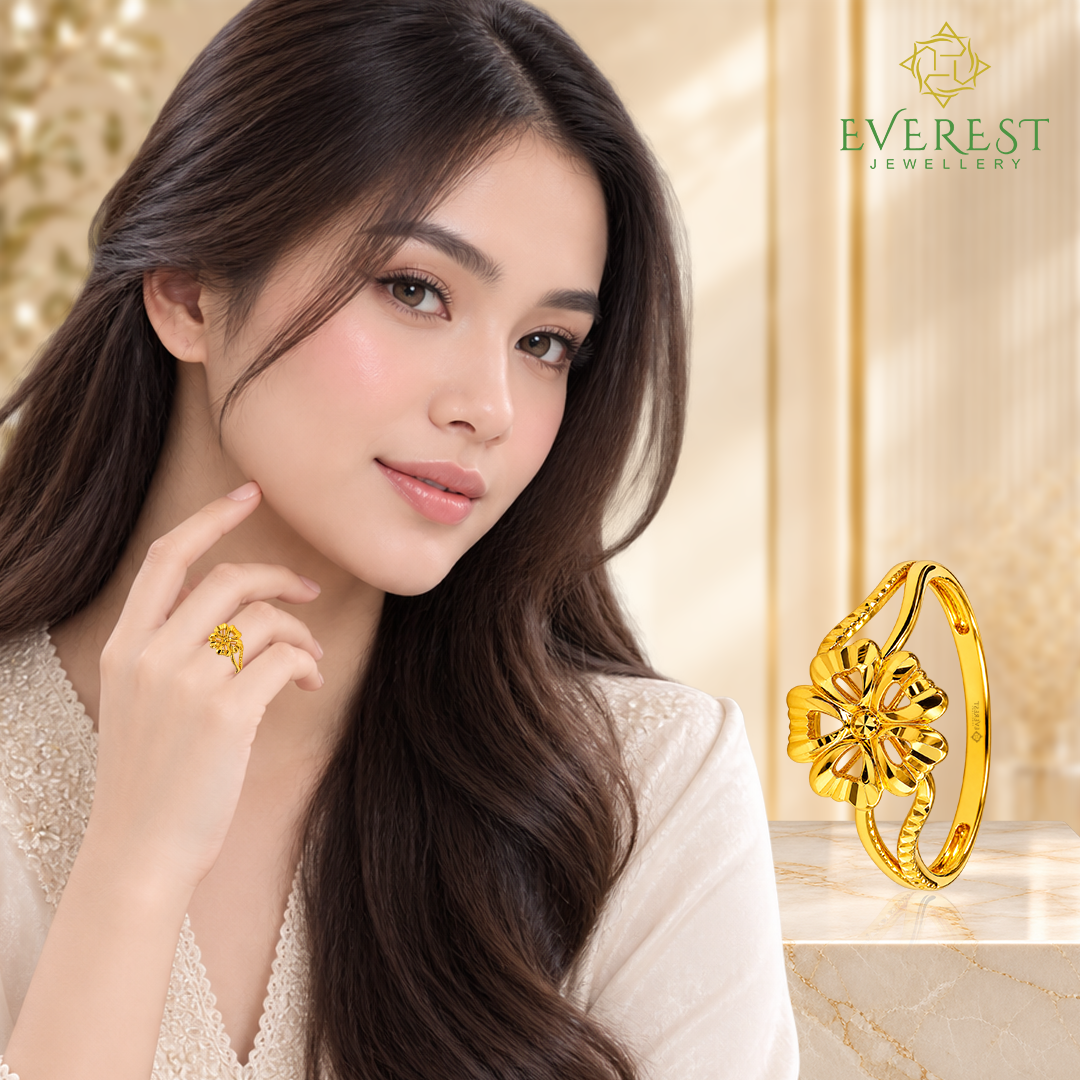 916 Yellow Gold Fluted Flower Rin