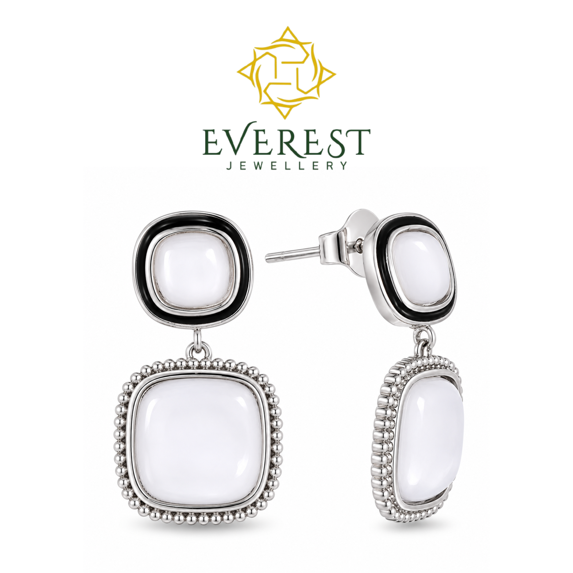 925 Silver Double Cushion Earrings