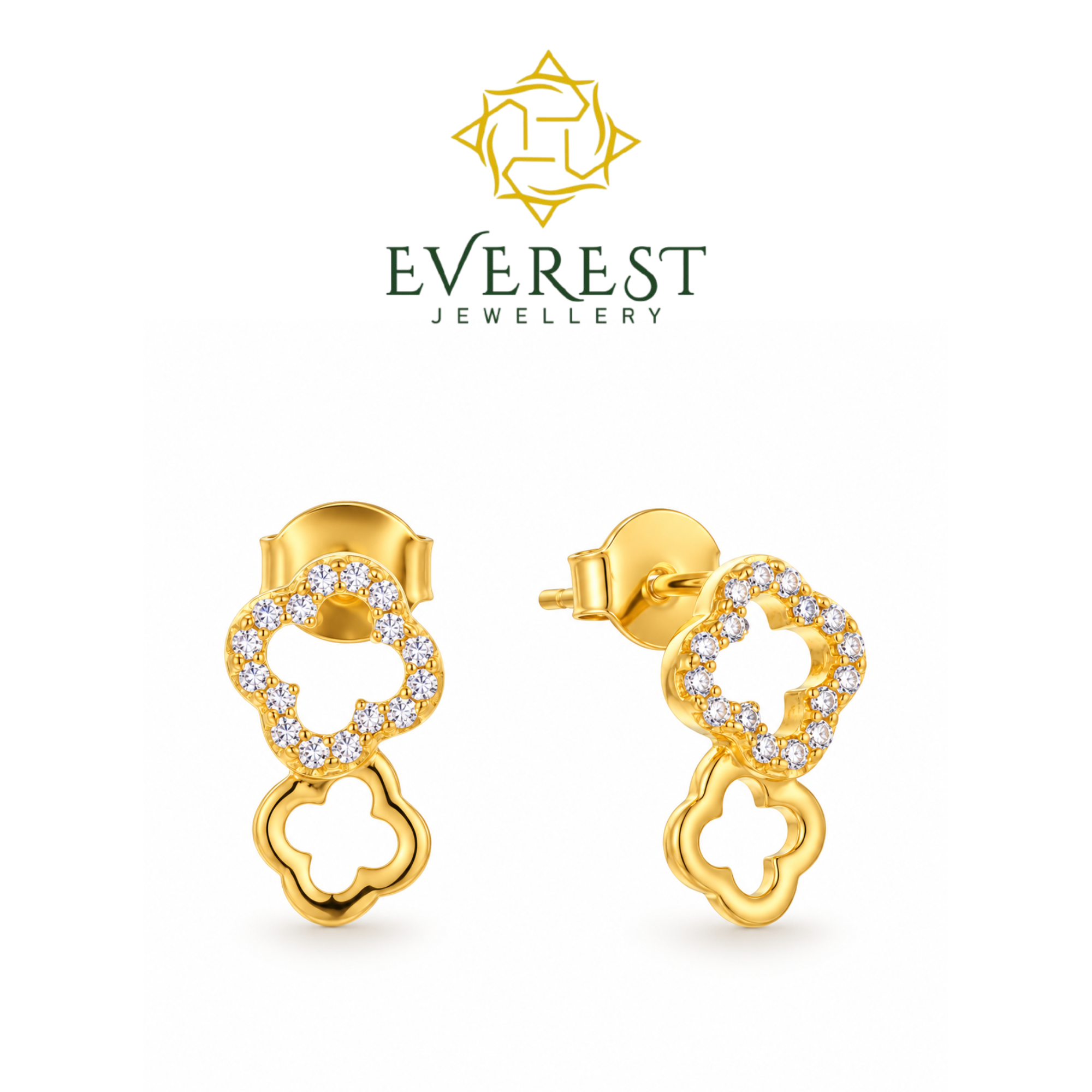 brilliant CZ Clover Harmony Earrings