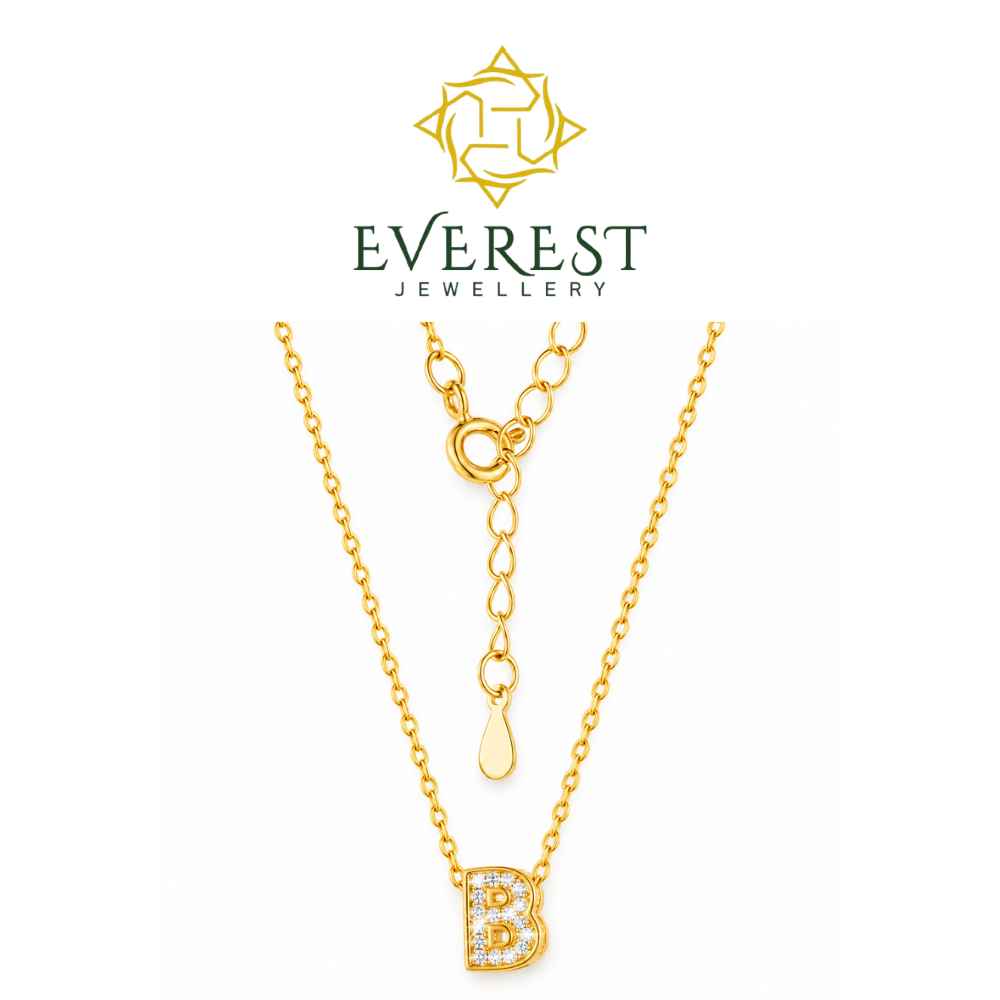 brilliant CZ Initial Necklace – “B”