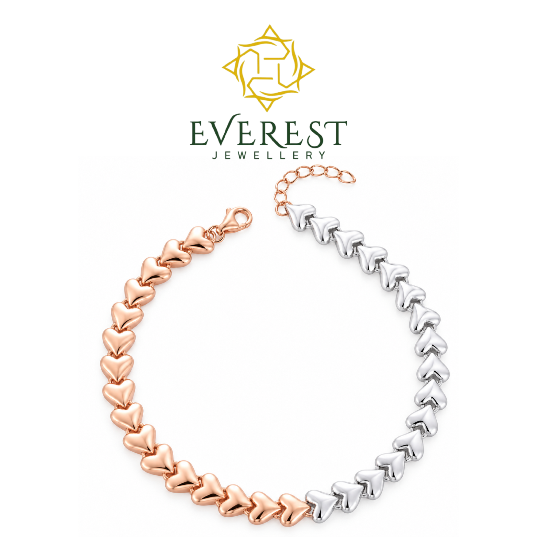 Dual-Tone Gold Heart-Link Bracelet(G)