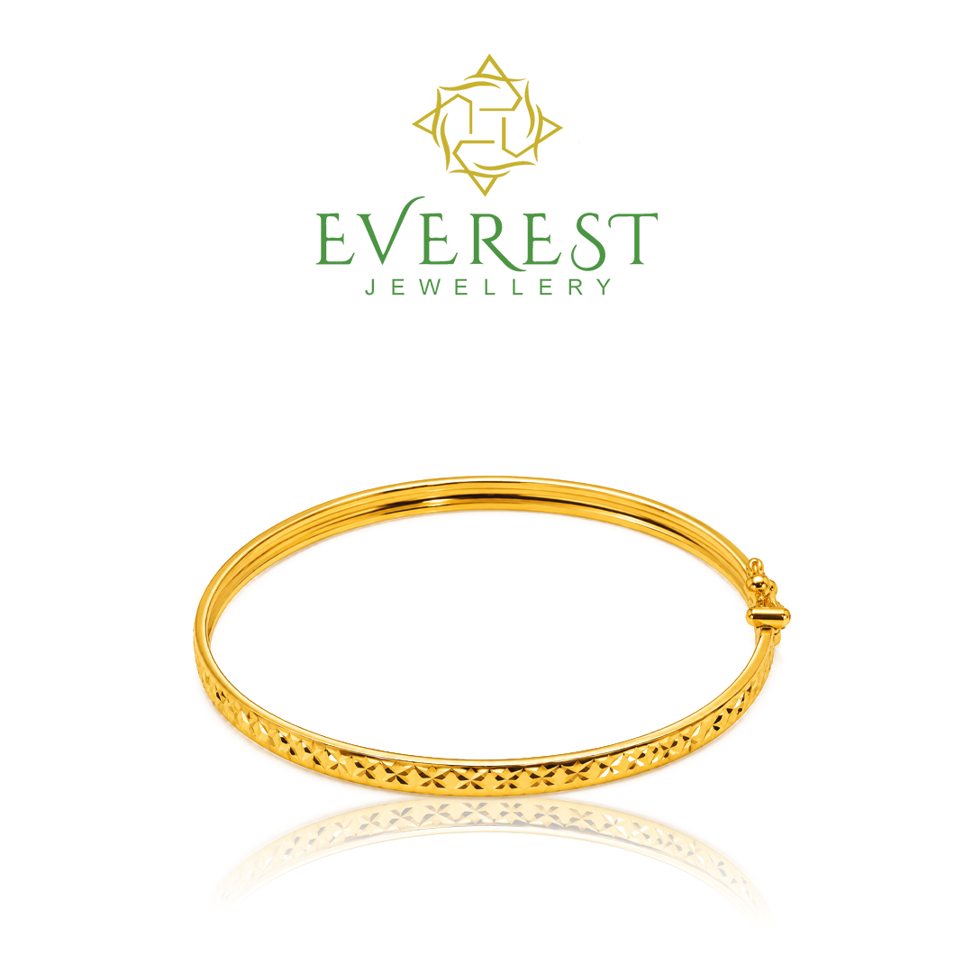 916  Yellow Gold Full Cut XXXX Flat Bangle