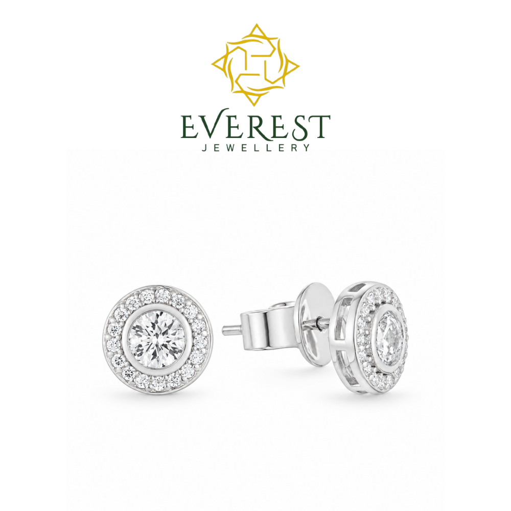Halo brilliant Diamond Stud Earrings(G)