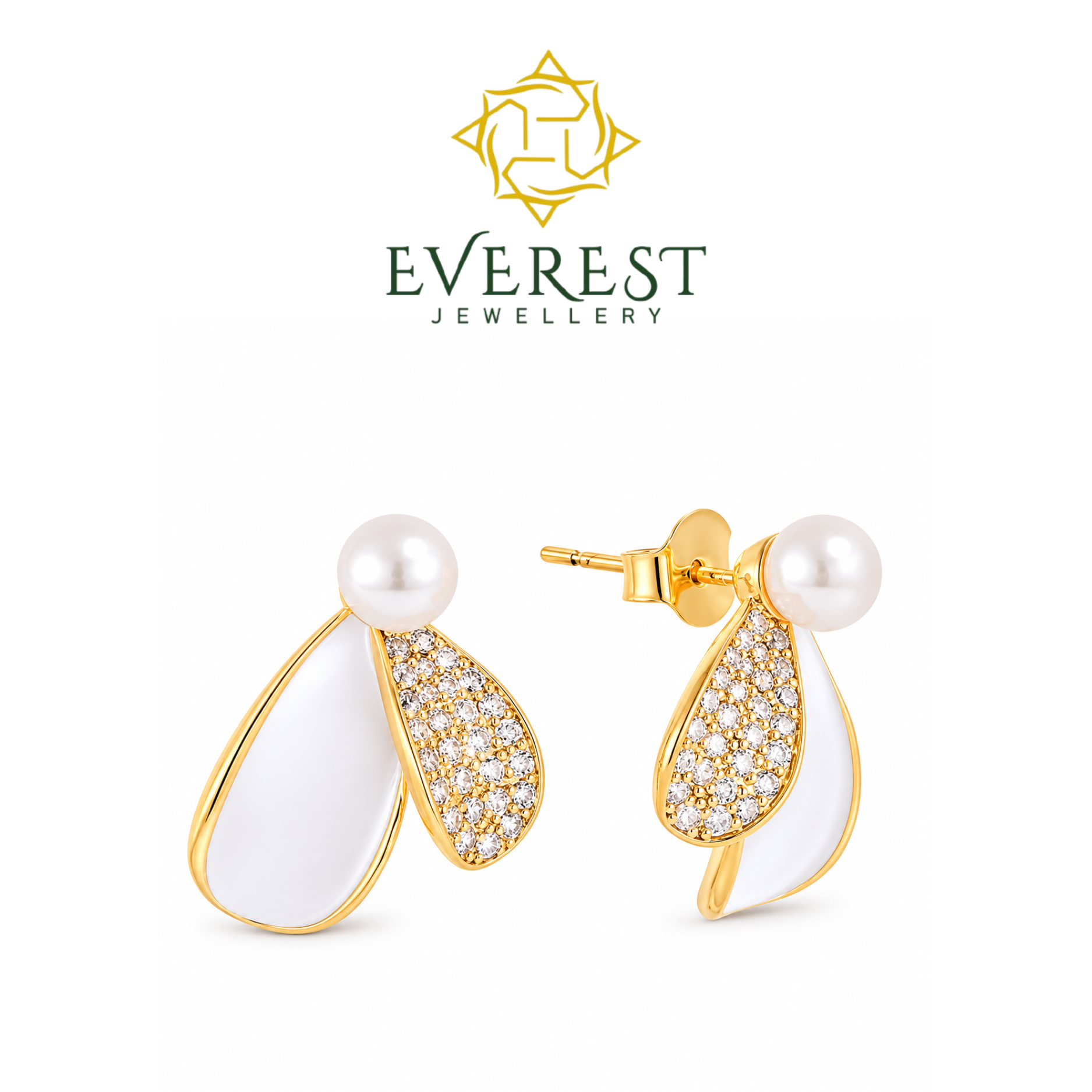 Modern Petal Pearl Earrings