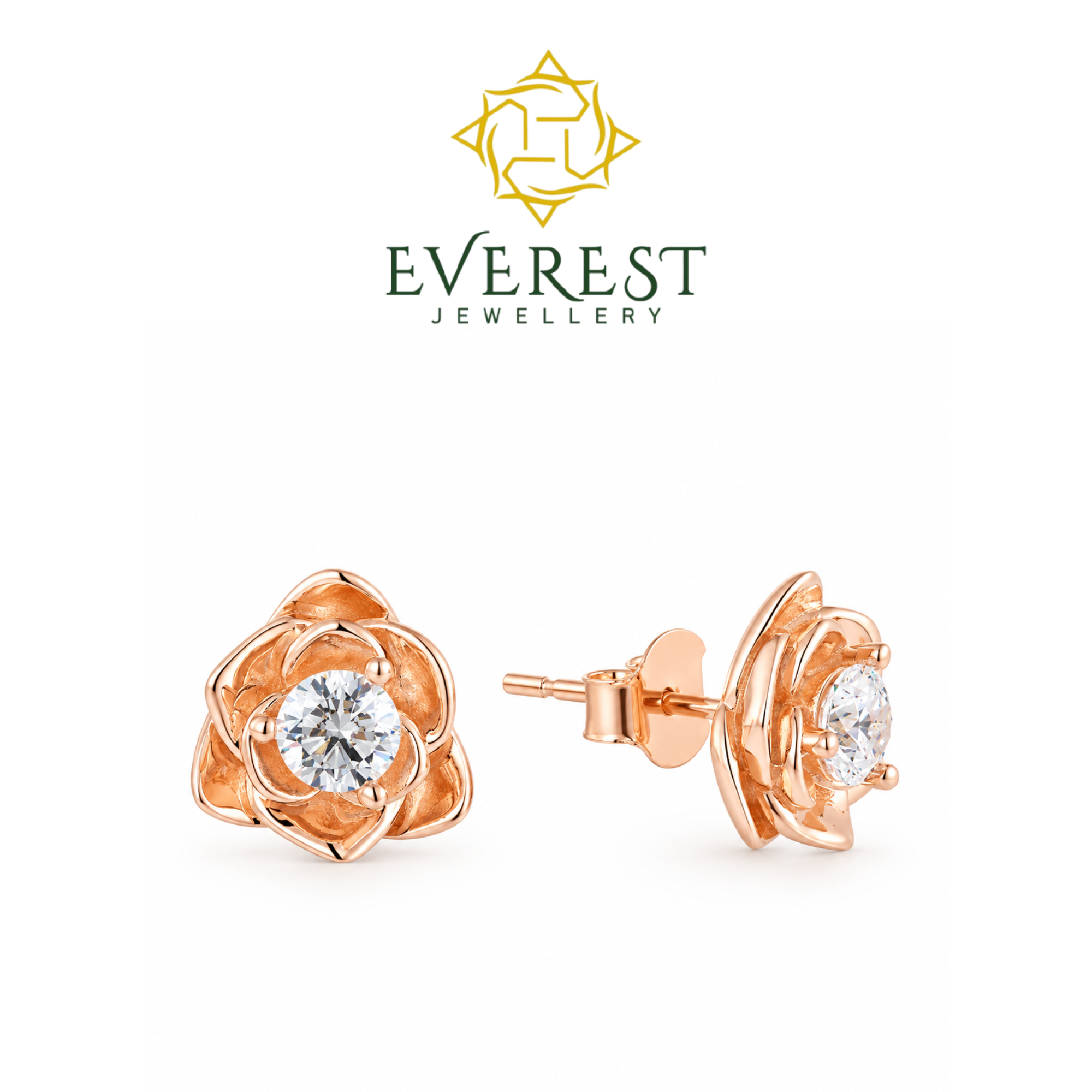 Rose Bloom brilliant Diamond Stud Earrings(G)