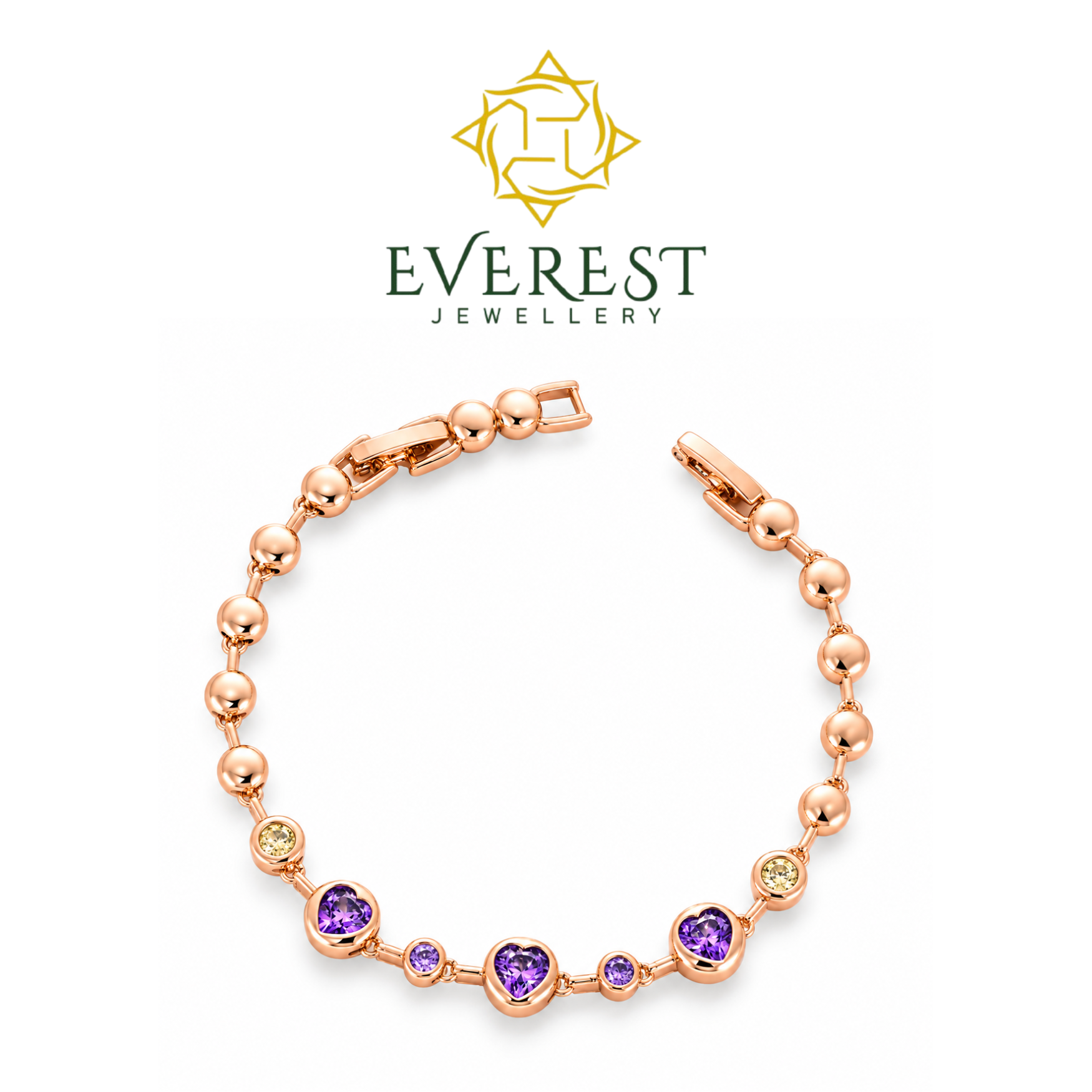 Rose Gold Amethyst Heart Bracelet(G)