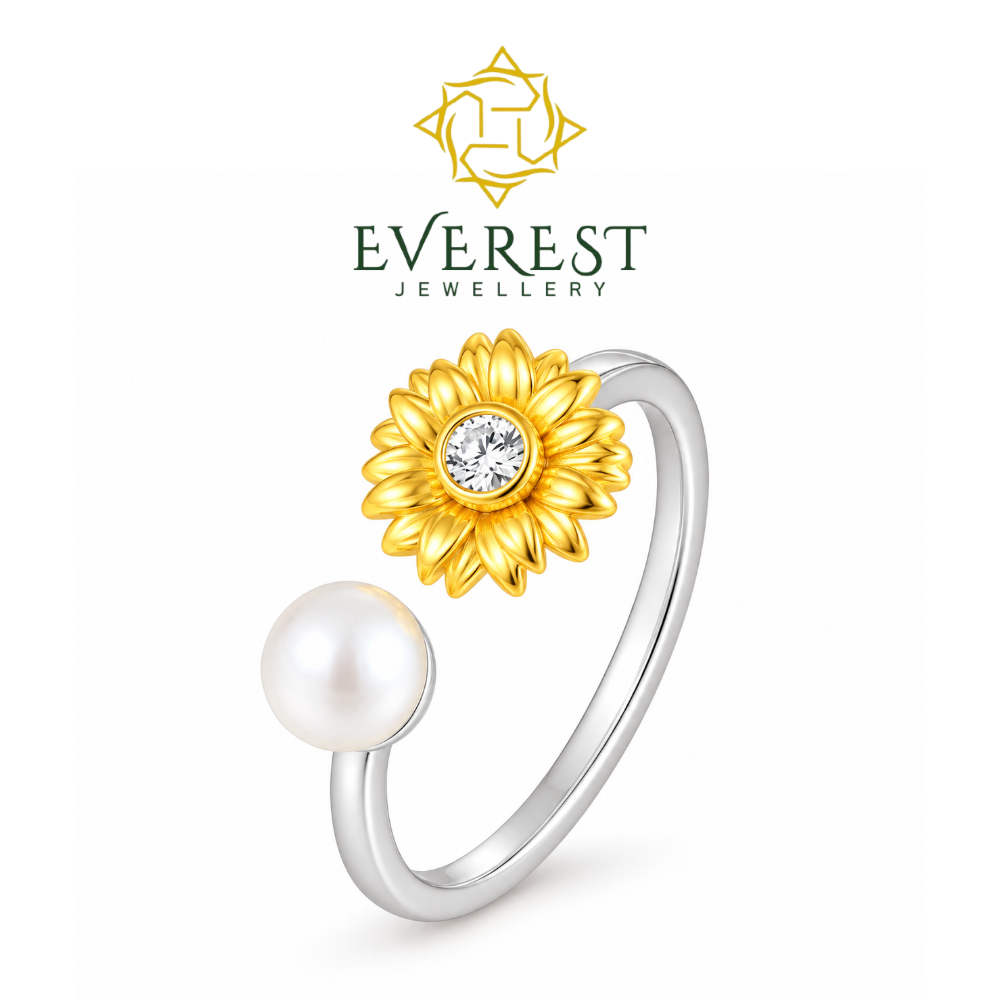 Sunflower & Pearl Open Ring(G)