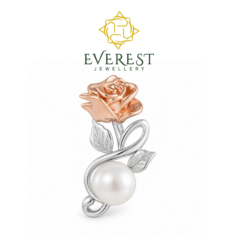 Two-Tone Rose & Pearl brilliant CZ Pendant