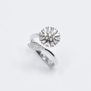 Leaf Flower Diamond Ring