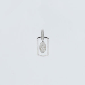 18KW Oval In Rectangle Diamond Pendant