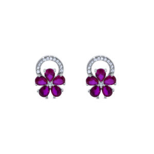 Silver Flower Earring Jewellery Set With Zirconia & Semi-precious Stones