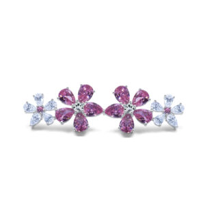 Silver Flower Earring Jewellery Set With Zirconia & Semi-precious Stones