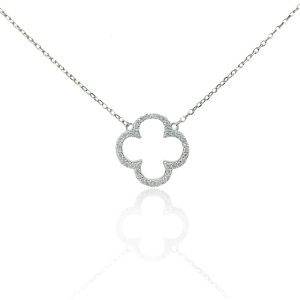 925 Silver Chain W HQ Zircon Clover Pendant
